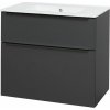 Mereo Mailo, kúpeľňová skrinka s keramickým umývadlom 81 cm, antracit, čierne madlo