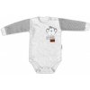 Baby Nellys Body dlhý rukáv Monkey sv. šedý melírek