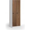Kovová šatníková skrinka S1, 2-dverová, 1850 x 600 x 500 mm, demont, zámok s čítačkou RFID kariet, laminované dvere, orech