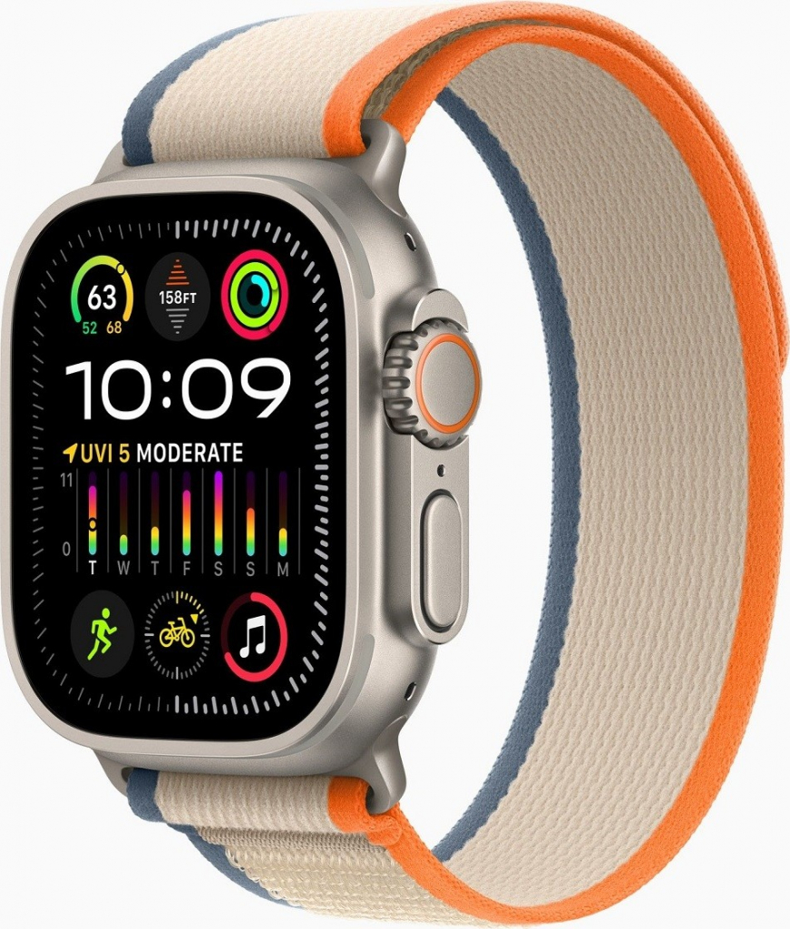 Apple Watch Ultra 2 49 mm titánové puzdro s oranžovo-béžovým trailovým ťahom S/M MRF13CS/A