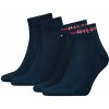 TOMMY HILFIGER - 2PACK stripe logo quarter pánske ponožky tmavomodré-39-42