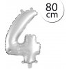 FUN RAG 8Silver-62804 Mini fóliový balón číslo 4 strieborný 80 cm, 1 ks