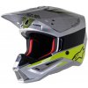 ALPINESTARS prilba S-M5 2022 Bond silver/fluo yellow/military glossy green - L