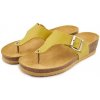 Vlnka Dámske kožené žabky na korkovej podošve na klínku Agáta žltá veľkosti obuvi - dospelí 41