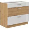 Bývaj s nami SK, AXEL kuchynská skrinka 80 D 3S, biely lesk/dub artisan LTD,MDF