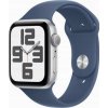 Apple Watch SE GPS, 44mm stříbrné hliníkové pouzdro s džínovým sportovním páskem - velikost S/M