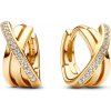 PANDORA pozlátené náušnice Prekrížené pavé 263150C01