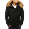 DStreet pánska zimná bomber bunda s kapucňou STREET tx3940 čierna