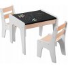 Detský stolík + tabuľa na kriedu a dve stoličky s funkciou písacieho stola