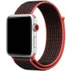 eses Nylónový náhradný remienok pre Apple Watch 42 mm/44 mm/45 mm/46 mm/49 mm Farba: čierno-červená