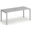 Rokovací stôl PRIMO SQUARE, 180x80 cm, sivá + stolová zásuvka TYP VI, strieborná