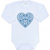 Detské body s potlačou New Baby Ľudový vzor modré srdiečko 74 (6-9m)