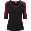 Ladies 3/4 Contrast Raglan Tee - blk/burgundy S