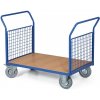 Plošinový vozík - 2 madlá s drôtenou výplňou, 1200x800 mm, nosnosť 500 kg, kolesá 200 mm so sivou gumou