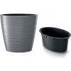 Prosperplast Kvetináč oválny vysoký s vkladom MAZE šedý kameň 58,5 cm