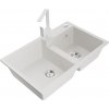 MEXEN/S MEXEN/S - Tomas granitový drez 2-bowl vrátane batérie Rita, biela 6516-20-670300-20