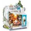 ROBOTIME miniaturní domeček - Podkrovní byt s terasou LED DIY 1:24 - skladačka