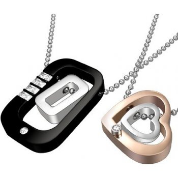 Šperky eshop Prívesky pre dvoch z ocele obdĺžniky, srdiečka AA5.25