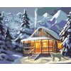 ZUTY Maľovanie podľa čísel - LEOPARD PRI ZASNEŽENEJ CHATE (D. RUSTY RUST) Rámovanie: vypnuté plátno na rám, Rozmer: 80x100 cm