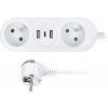 Solight 2z + USB A+C 17W, cestovní prodlužovací přívod 1.5m, bílý PP154C