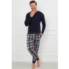 Italian Fashion Pánske pyžamo Brit - bavlna Tmavomodrá 2XL