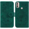 Peňaženkové kožené puzdro Butterfly Rose na Motorola Moto E20 / E30 / E40 - Zelená