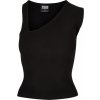 Ladies Rib Knit Asymmetric Top - black XS