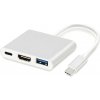 Adaptér pre TV Monitor 3v1 Hub USB-C, USB 3.0, HDMI 4k - Biela HR34019