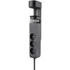Solight 3z + USB A+C prenosné stolné zásuvky, 2m, čierna, USB rýchlonabíjačka 20W PD PP105C-PD20-B