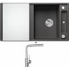 Blanco AXIA III 5 S sivá skala s excentrom + sklenená krájacia doska 523216 + Blanco MILA chróm 519414