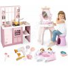Set kuchynka elektronická s čajovou súpravou Loft Fleur Pink 360° Smoby a kozmetický stolík Princezné s fénom