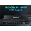 PremiumCord 4K@60Hz HDMI2.0 KVM switch 4:1 s dálkovým ovladačem khswit41e
