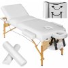 tectake 404942 masážne lehátko somwang drevené s polstrovaním 7,5 cm a kolieskami 3 zóny biela