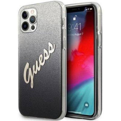Púzdro Guess iPhone 12 / 12 Pro Glitter Gradient Scrip čierne