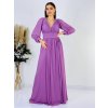 Dámske dlhé svetlé fialové spoločenské šaty Athena aj pre moletky - 48
