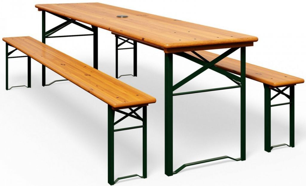 Jurhan Pivný set Klasik stôl 170 cm + 2 lavice, hnedý 100048