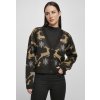 Urban Classics Dámsky sveter s vianočným motívom Short Oversized Christmas Cardigan Black Gold