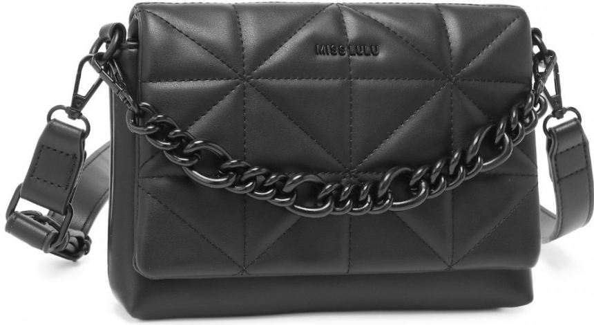 Miss Lulu crossbody kabelka Quilted s retiazkou LG2318 čierna