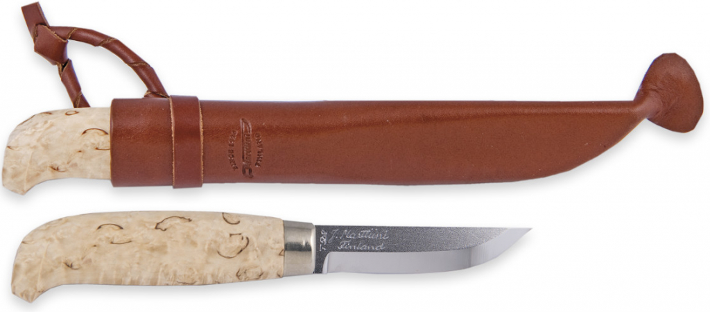 Marttiini Carbinox Curly Birch pevný nôž s koženým puzdrom 131016