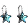 Evolution Group Strieborné náušnice visiace s krištáľmi Swarovski modrá hviezdička 31227.5, darčekové balenie