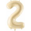 PartyDeco Fóliový balón narodeninové číslo 2 béžový 72 cm