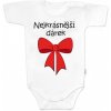 Body krátky rukáv s vtipným textom Baby Nellys, Nejkrásnější dárek, biele