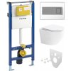Mereo WC set - Smart flush rimless WC oblé, modul pre sadrokartón, biele hranaté tlačidlo MM02NSETRT230