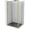 Mexen Apia sprchový kút posuvný 130 x 100 cm, transparentný, zlatý + vanička Flat, čierna - 840-130-100-50-00-4070G
