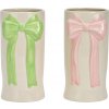 Keramická váza s mašľou zelená/ružová 10x20x11cm - G.Wurm