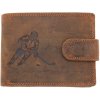 Ewena Pánska kožená peňaženka hnedá s motívom hokejista