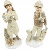 Clayre & Eef Vianočné dekorácie chlapec a dievča so psíkom a mačičkou - 9*8*22 cm - Clayre & Eef