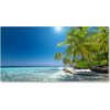 Foto obraz sklo tvrzené Maledivy pláž 100x50 cm