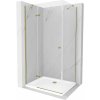 Mexen Roma, sprchovací kút 70 (dvere) x 80 (stena) cm, 6mm číre sklo, zlatý profil + slim sprchová vanička 5cm, 854-070-080-50-00-4010