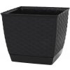 Prosperplast Štvorcový kvetináč RATOLLA SQUARE 16,5 cm antracit